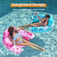 SLOOSH Inflatable Pool Floats mature-themed  3 Pack Pool Chairs with Cup Holders Blow up Floats Chair Hck Noodle Mat Leaves Design for Relaxing Summer Water Fun Swimming Party Beach Blue  Green  Pink