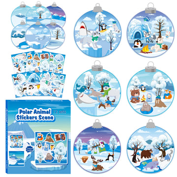 Cy2Side 12 Set Winter Polar Animal Sticker Scene For Kids Make A Winter Scene With Polar Animals Make Your Own Snowy Bear Sticker Craft Diy Art Crafts For Kids Holiday Class