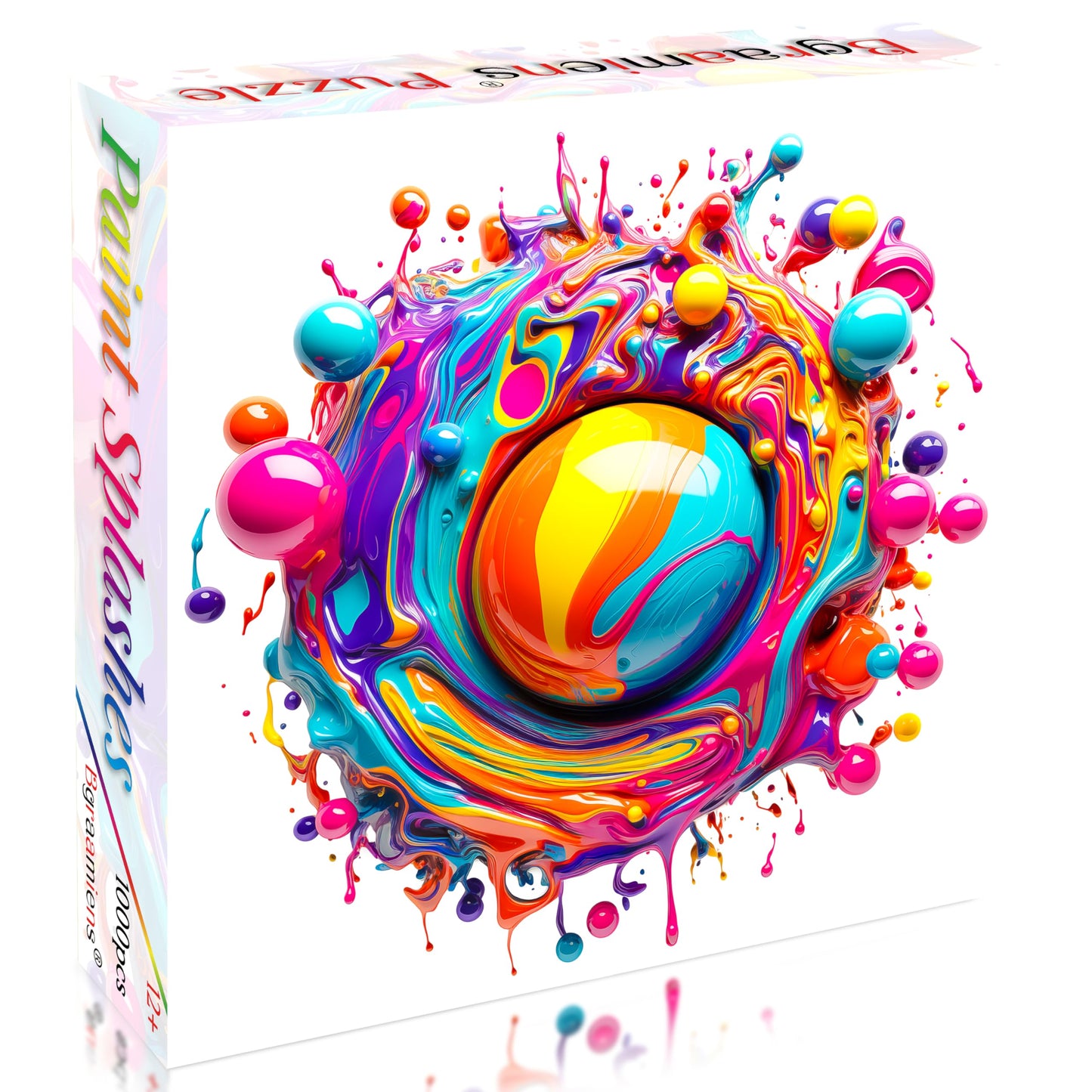 Bgraamiens 1000 Piece Puzzle - Gradient Colorful Paint Splashes, Model BG24012, Challenging Adult Puzzle, Paper Material