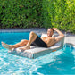 Big Joe Lux Chaise Premium Inflatable Pool Float, Black And White Cape Stripe, Premier Mesh, Durable Uv Protected Polyester Blen