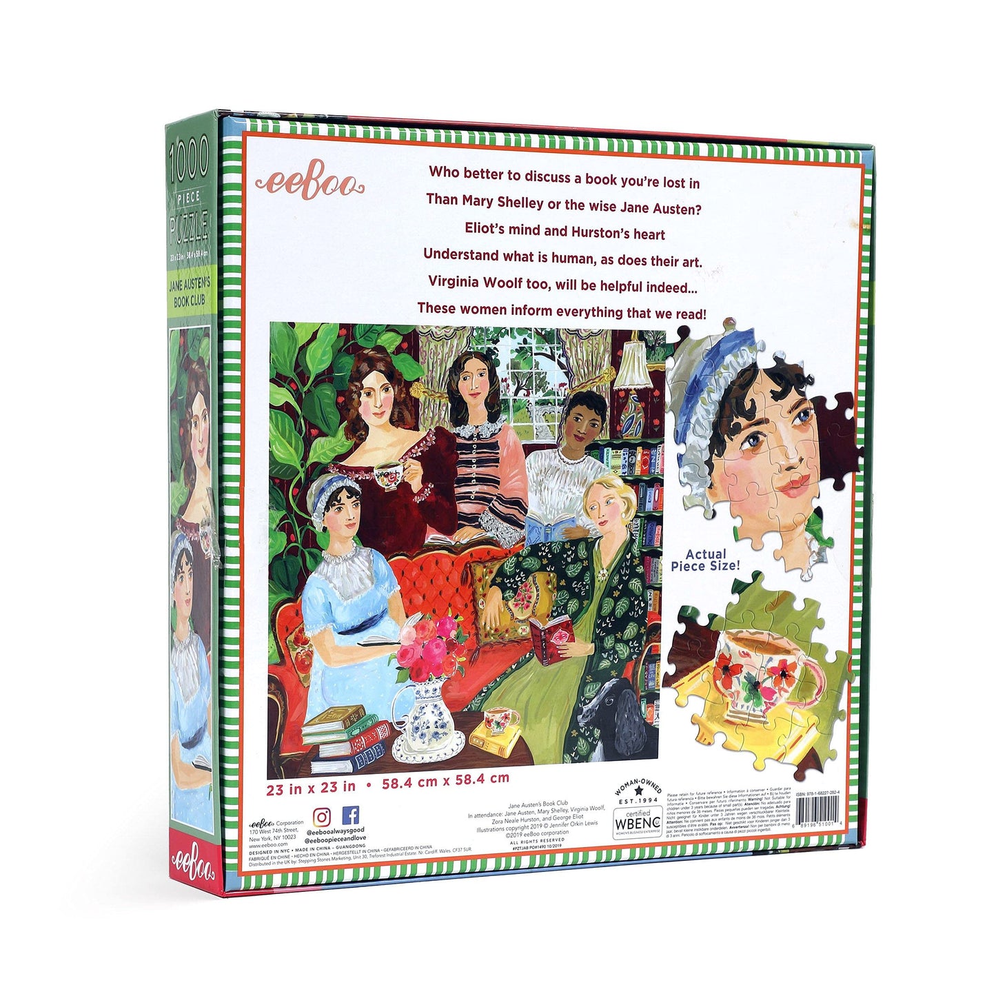 eeBoo 1000-Piece Jigsaw Puzzle - Piece and Love Jane Austen Club, Cardboard, Square, Minimal Dust, Puzzle for Adults and Families