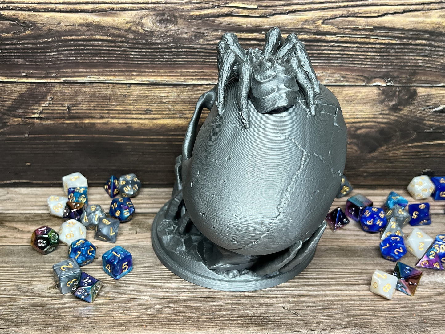 MunnyGrubbers - 6.5  Skull Dice Tower - (Random 7PCS D20 Dice Set Included) - No Paint Odorless Plastic - Tabletop Roleplaying Game - Dice Roller - Dungeons and Dragons - DND - D&D - (Marble)