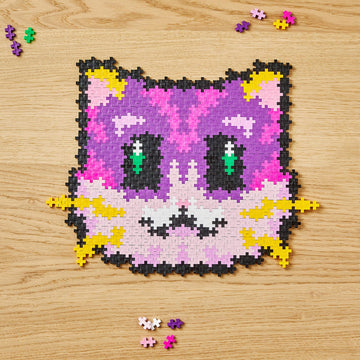 Plus Plus Puzzle By Number, 500 Piece Mini Interlocking Hashtag Color Blocks, 3D Pixel Art Kit for Kids - Kitten
