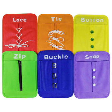 LST LISKTO Dress Learning Boards for Preschool - Teach Buttoning, Buckling, Zipping, and Tying - Medium, Assorted Fabric