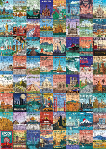 World Landmarks Travel Puzzle 1000 Pieces For Adult, Landscape Scene Jigsaw Puzzle Of World Most Visited Tourist Attractions, Tr