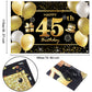 IMISI 45th Birthday Banner - Gold & Black Polyester Decorations for Men