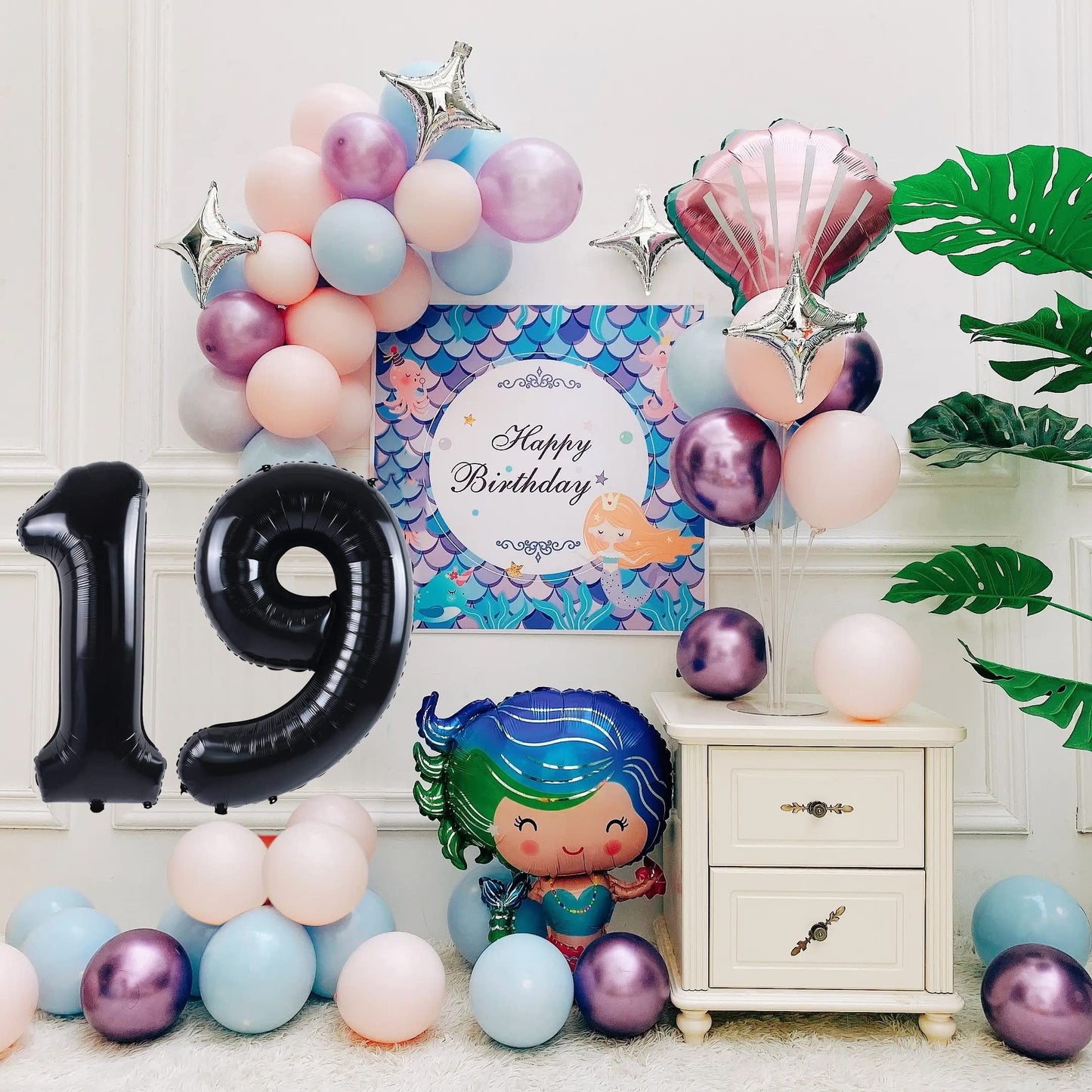 Smlpuame 40 Inch Black Number 19 Balloon, Aluminum Foil Digital Balloon for Birthday Party, Wedding, Anniversary Decorations