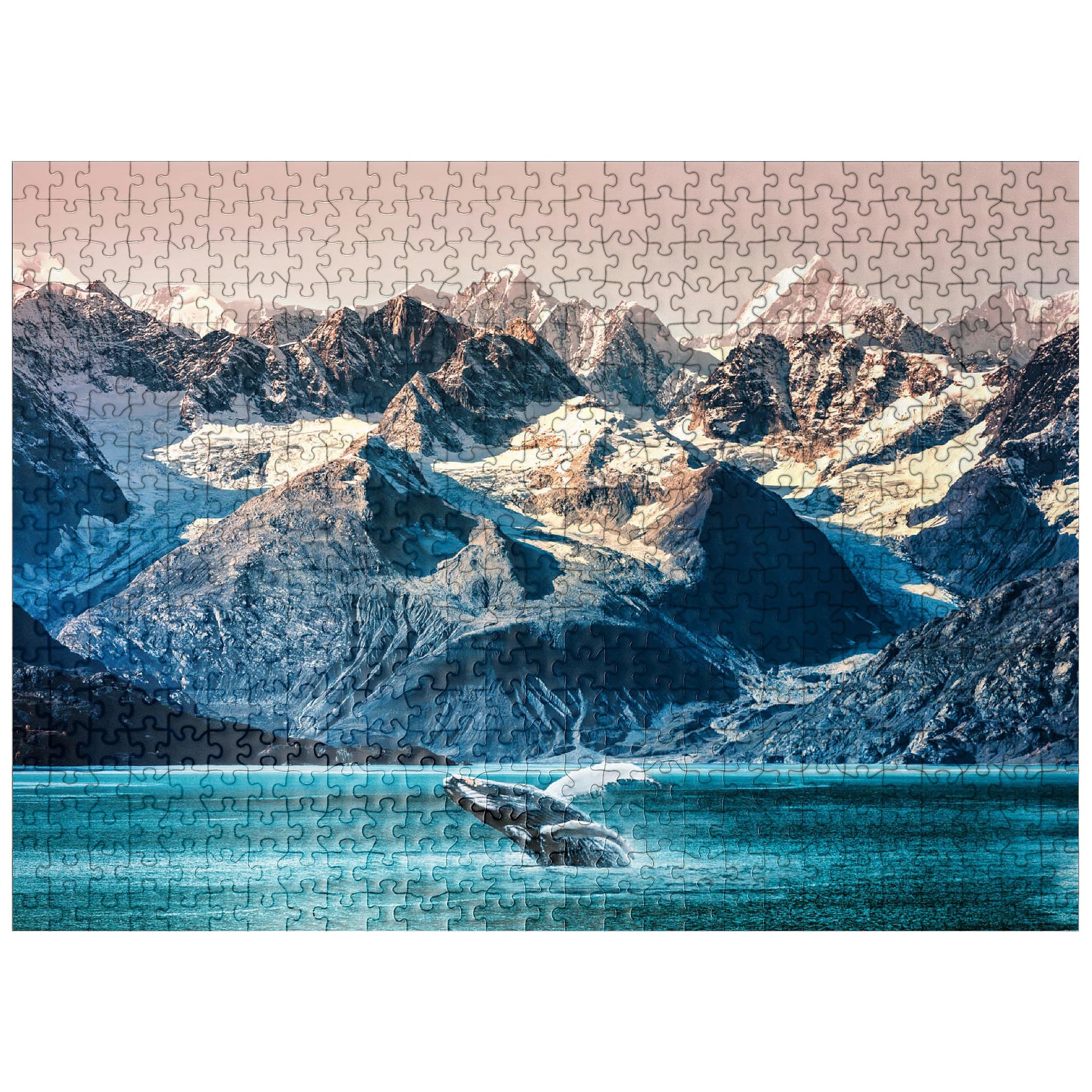 MyPuzzle Alaska Whales - enhanced 500 Piece Jigsaw Puzzle - Made in USA