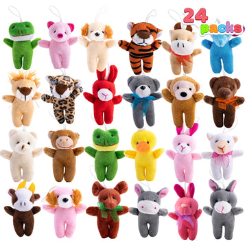 Joyin 24 Pcs Mini Animal Plush Toys, 3” Stuffed Animal Bulk For Kids Birthday Party Favors, Presents, Pinata Fillers, Goodie Bag Fillers, School Prizes, Valentine'S Day Party Supplies