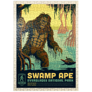 MyPuzzle Legends of The National Parks: Everglade's Swamp Ape, Vintage Poster - Premium 500 Piece Jigsaw Puzzle for Adults