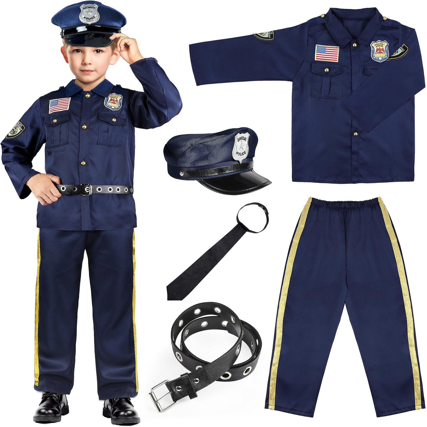 Joycover Police Officer Costume For Kids - Police Uniform For Kids, Kids Halloween Costumes For Boys Girls, Toddler Dress Up, Co
