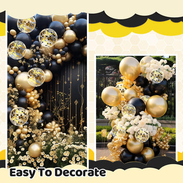 142 Pieces Black And Gold Balloon Garland Arch Kit Black And Gold Balloons Confetti Latex Balloons Black And Gold Party Decorati