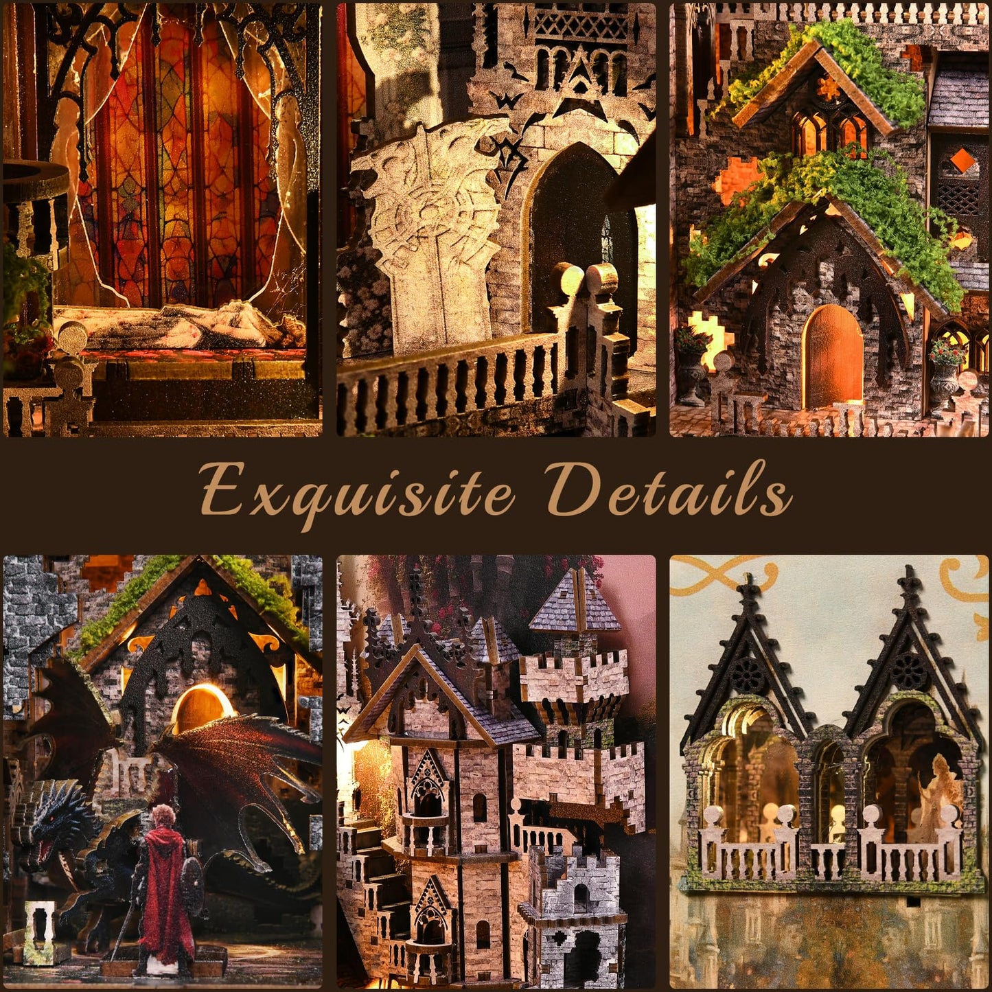 MiniCity Book Nook Kit - DIY Miniature House 3D Wooden Puzzle for mature-themed and Teens  Booknook Bookshelf Decor Scale Model Build with LED Light  Gifts for Family and Friends (Sleeping Beauty)