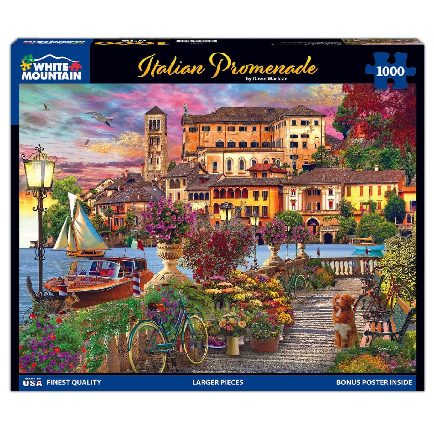 White Mountain 1000 Piece Jigsaw Puzzle - Italian Promenade, Engineered Wood, Model 1781pz