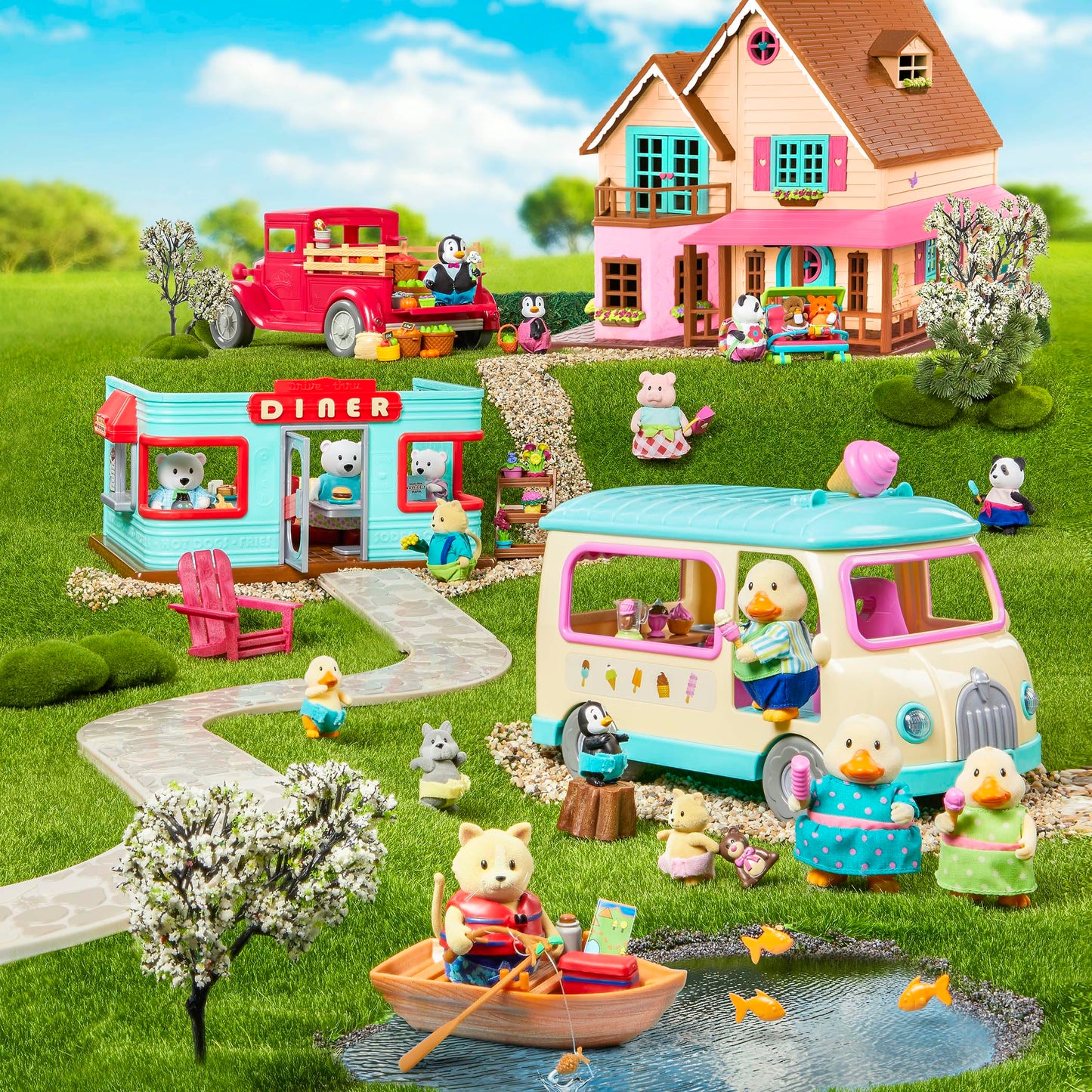 Li'l Woodzeez Toy Patio Set - Multicolor Doll Furniture - Small Plastic Playhouse Accessories - Model 6170Z for Kids 3 Years+
