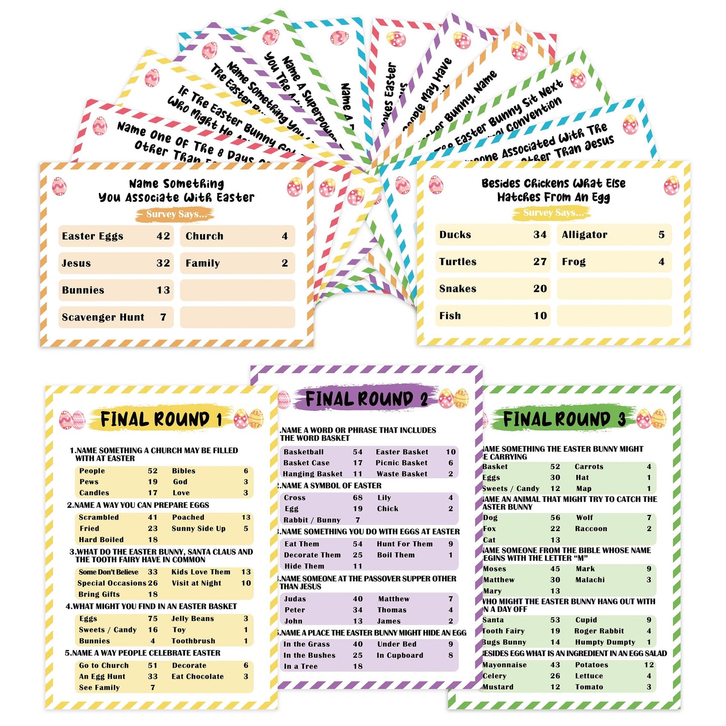 Xenseou Easter Family Feud Game - Fun Trivia for Groups, Paper, FHJ-SC03