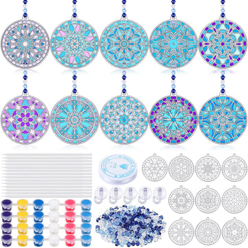 WinnerWhy 30 Sets Winter Snowflake Suncatchers Window Art Kits, DIY Sun Catchers Bulk Crafts Paint Your Own Window Ornaments for