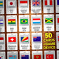 100 Pics Flags Of The World Travel Game - Learn 100 Country Flags | Flash Cards With Slide Reveal Case | Geography Card Game, Gi