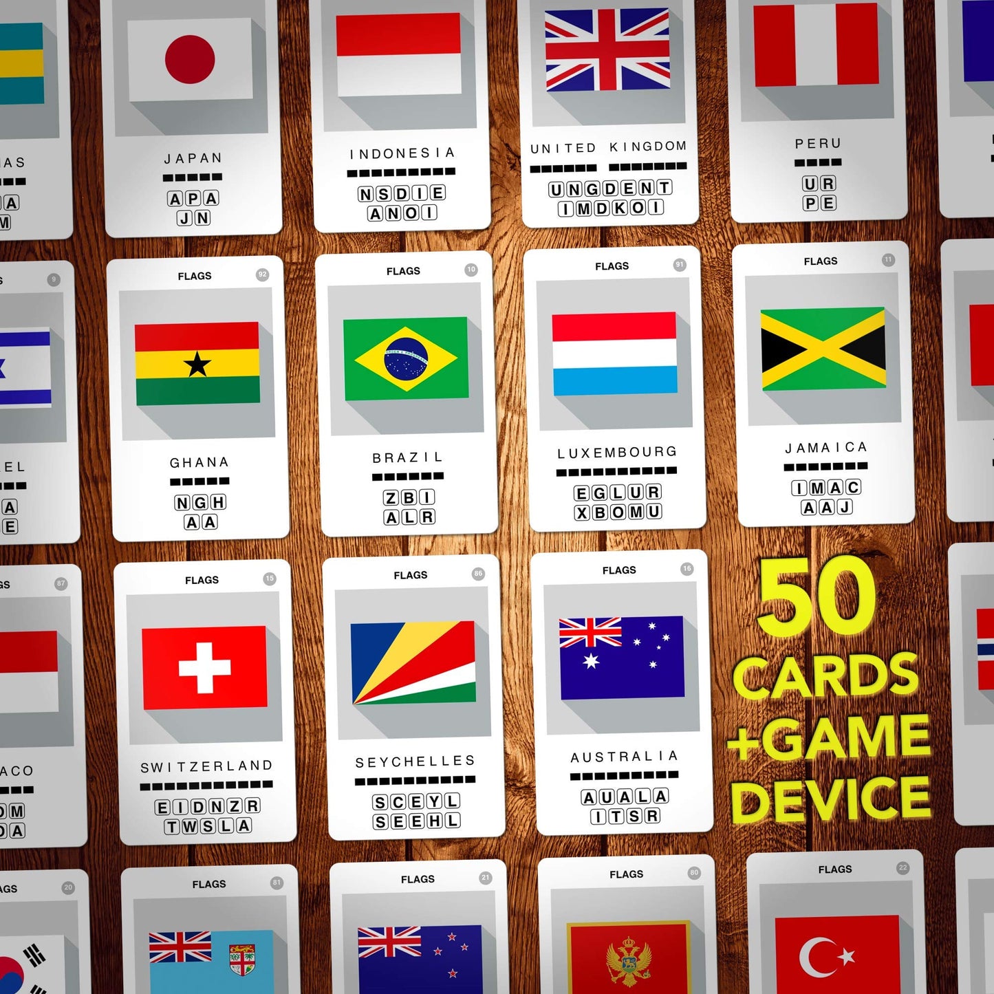 100 Pics Flags Of The World Travel Game - Learn 100 Country Flags | Flash Cards With Slide Reveal Case | Geography Card Game, Gi