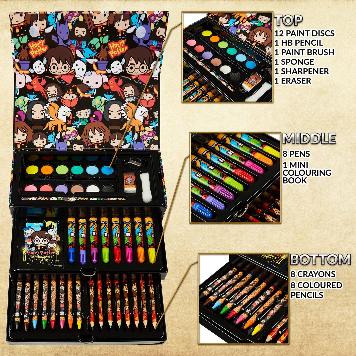 Harry Potter Colored Pencils 130pcs Art Supplies Drawing Kit School Supplies Painting Girls Drawing Pencils Art Kit Travel Case