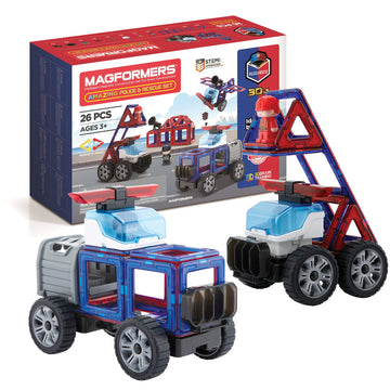 Magformers Amazing Police And Rescue 26Pc Set | Magnetic Tiles For Stem Development And Critical Thinking | Magnetic Blocks And Building Tiles To Develop Problem-Solving Ability And Shape Recognition