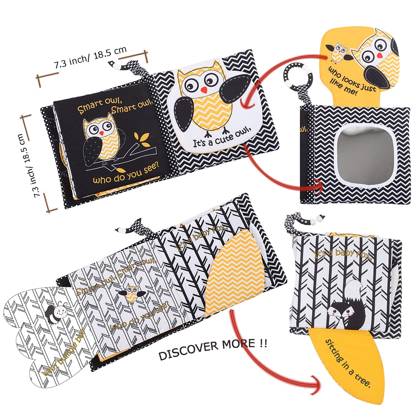 Touch And Feel Cloth Crinkle Books For Babies Infant, Baby Books Toys 0-3-6-12 Months, Christmas Shower Baby Gifts, High Contras