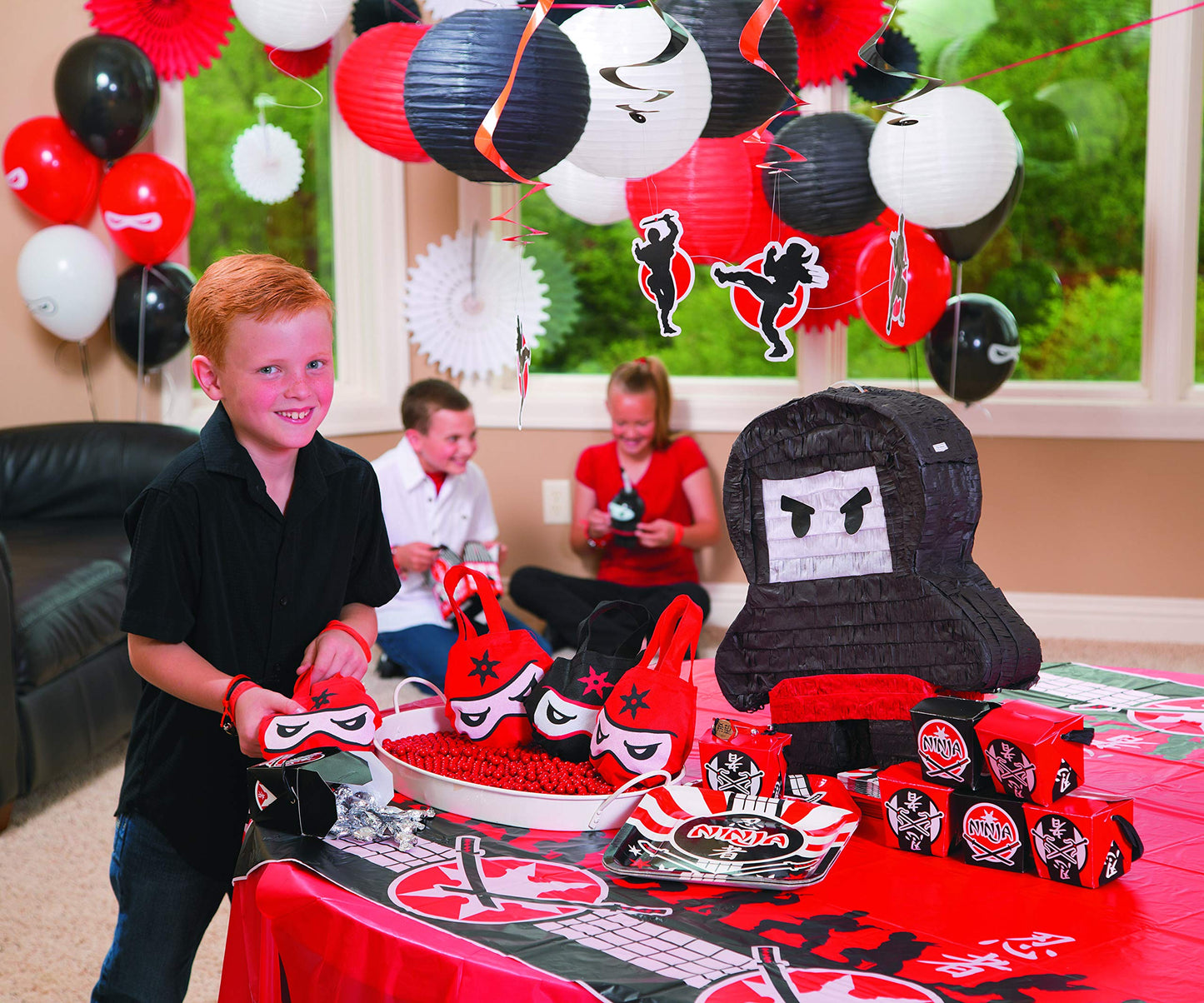 Fun Express Karate Ninja Pinata - 16"x17" Multi-colored Paper Decoration for Birthday Parties