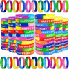 Neureyte 176 Pieces Birthday Rubber Bracelets(22 Styles),Colored Birthday Wristbands for Birthday Party Favors,Stretch Birthday