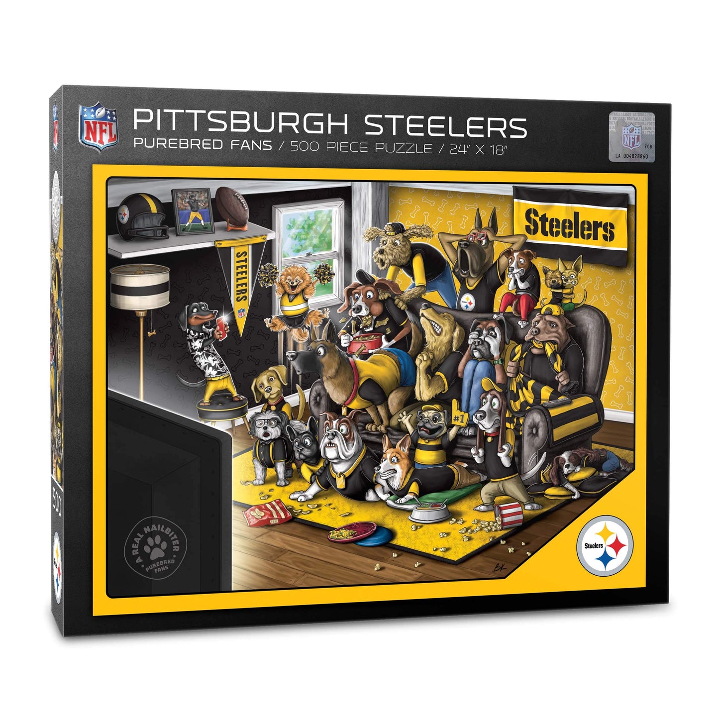 Youthefan Nfl Pittsburgh Steelers Purebred Fans 500Pc Puzzle - A Real Nailbiter