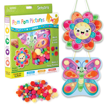 Creativity For Kids Pom Pom Pictures: Garden - Butterfly And Flower - Toddler Crafts, Sensory Toys Age 3-4+, Small