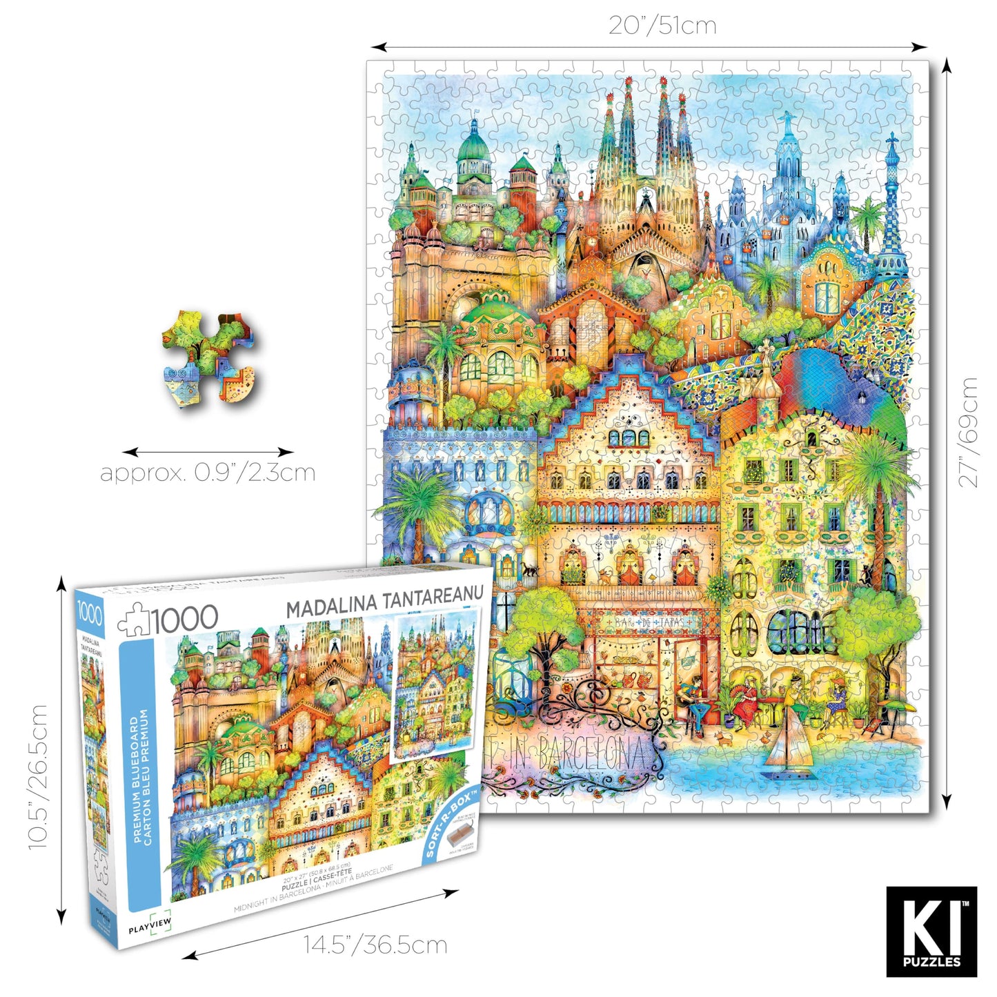1000 Piece Puzzle for mature-themeds Madalina Tantareanu Cities: Barcelona enhanced Blueboard Jigsaw KI Puzzles