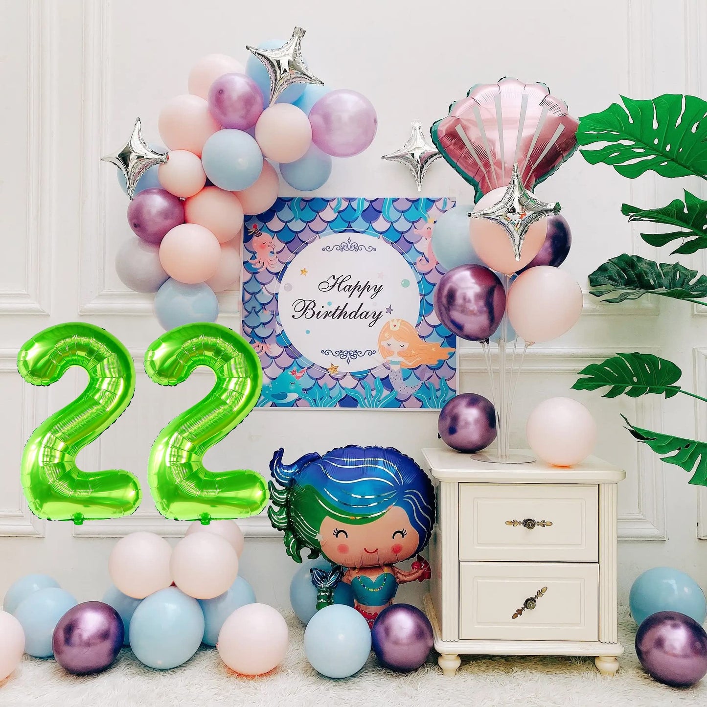 Smlpuame 40 Inch Number Balloon 0-9 Green Large Number 22 Balloons,Digital Balloons For Birthday Party Celebration Decorations S