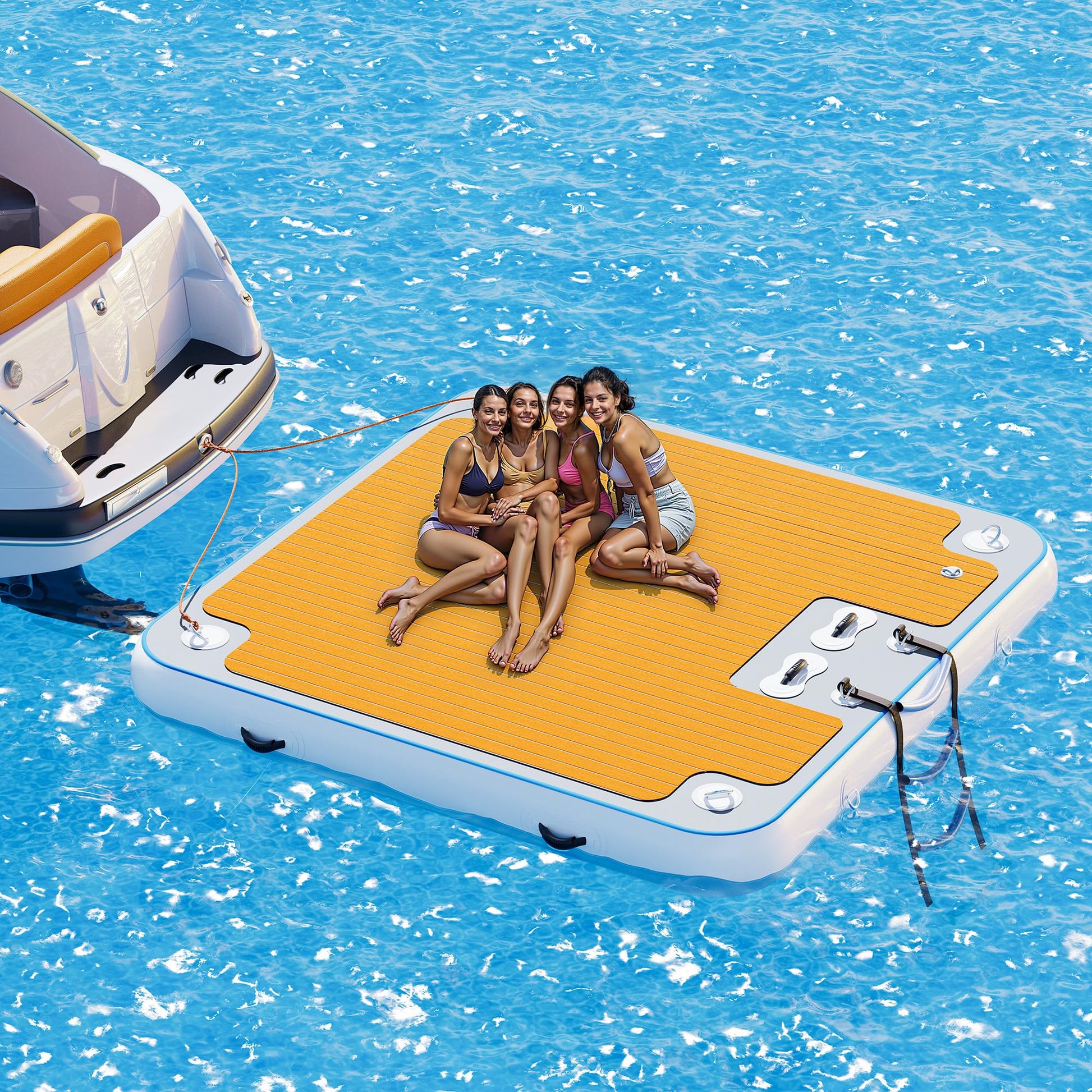 Specraft 7  7FT Inflatable Floating Dock, Non-Slip EVA Air Dock Platform loating Island Raft with Rope Ladder for Pool Lake Beac
