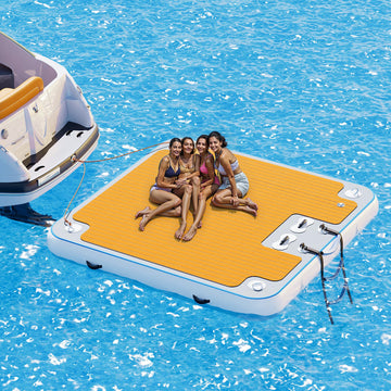 Specraft 7  7FT Inflatable Floating Dock, Non-Slip EVA Air Dock Platform loating Island Raft with Rope Ladder for Pool Lake Beac