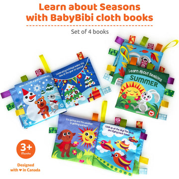 Cloth Books For Babies - Learn About Seasons, Playful Illustrations, Crinkle Pages & Cute Characters - For Babies 24 Months Old(Set Of 4)
