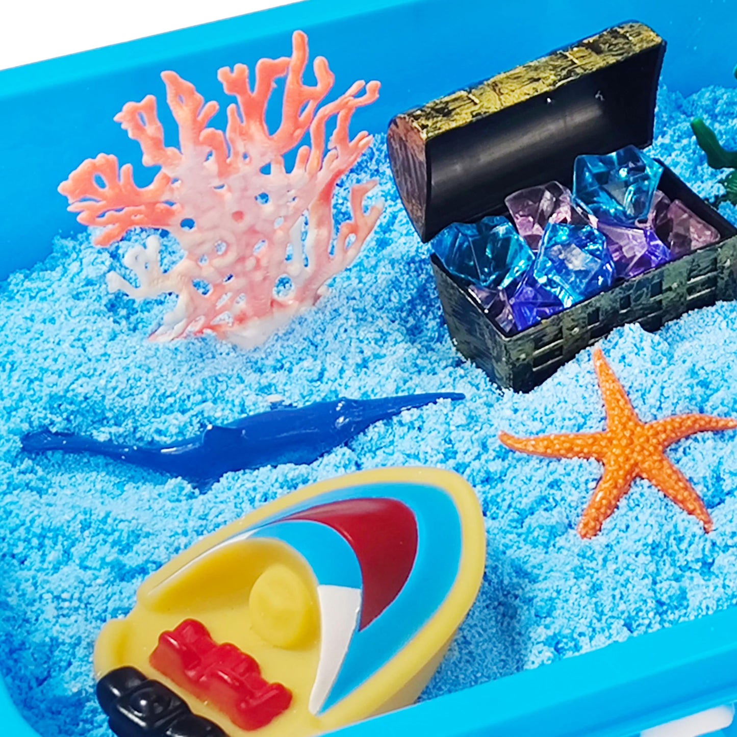 AGENTLAN Ocean Sensory Bin, Ocean Sensory Water Toys with Sea Animal for Toddlers Boys and Girls, Kids Toys Gift Sand Box for Ag