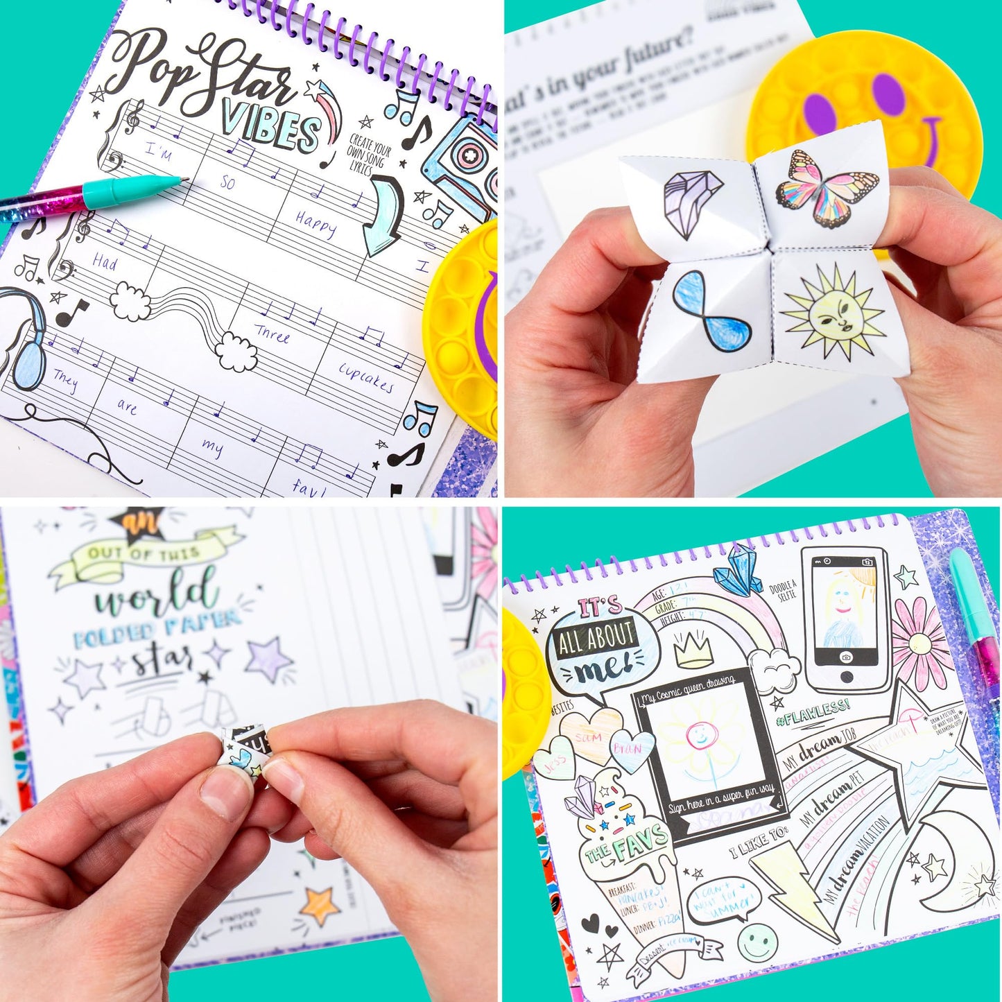 Just My Style Pop & Color Sketchbook Set for Kids, Medium, Multi, Includes Stickers & Mindfulness Activities, Model 214455