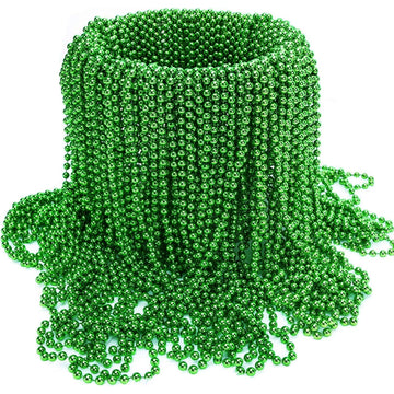 Rukie 144 Pcs St.patricks Day Beads Bulk, 33 Inch 7mm Green Carnival Beaded Necklaces Decorations For St.patricks Day Festivals,