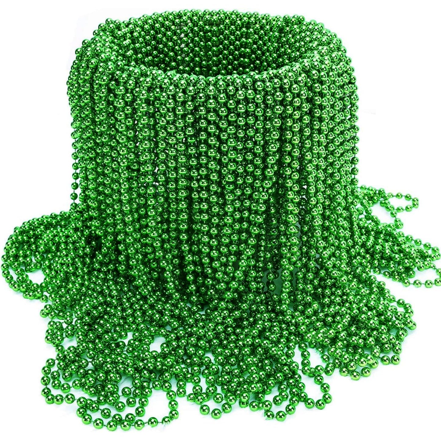 Rukie 144 Pcs St.patricks Day Beads Bulk, 33 Inch 7mm Green Carnival Beaded Necklaces Decorations For St.patricks Day Festivals,