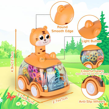 Shinysong Baby Toy Cars Press And Go Car For Toddler, Light Up Toys Birthday Gifts For Kids Boys Girls, Tiger 2Pcs
