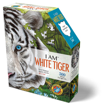 Madd Capp Puzzles - I Am White Tiger - 300 Pieces - Animal Shaped Jigsaw Puzzle
