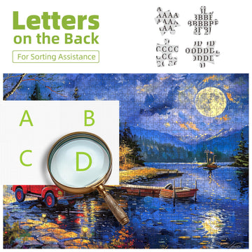 Lake House Night Landscape Jigsaw Puzzles For Adults 1000 Piece Village Puzzle For Adults With Letters On Back Challenging Famil
