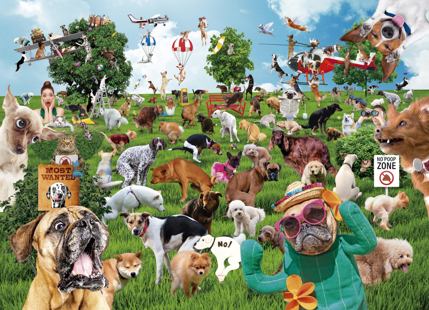 Better Me 1000-Piece Pooping Puppies Jigsaw Puzzle - Funny Dog Theme, Cardboard, Multicolor, Super Poopinator 3000