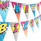 Superhero Pink Happy Birthday Banner Pennant