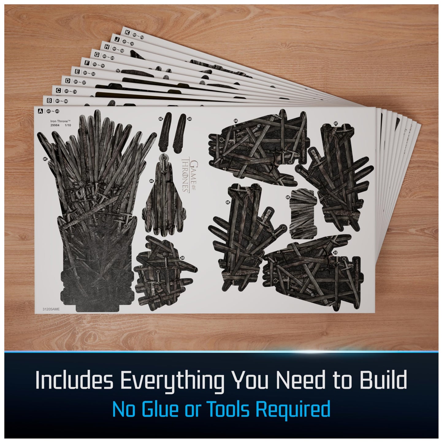 4D Build  Game of Thrones Iron Throne 3D Model Kit 219 Pcs  Desk D?cor mature-themed Puzzles for Fantasy Book GOT Fans  3D Puzzles for mature-themeds & Teens 12+