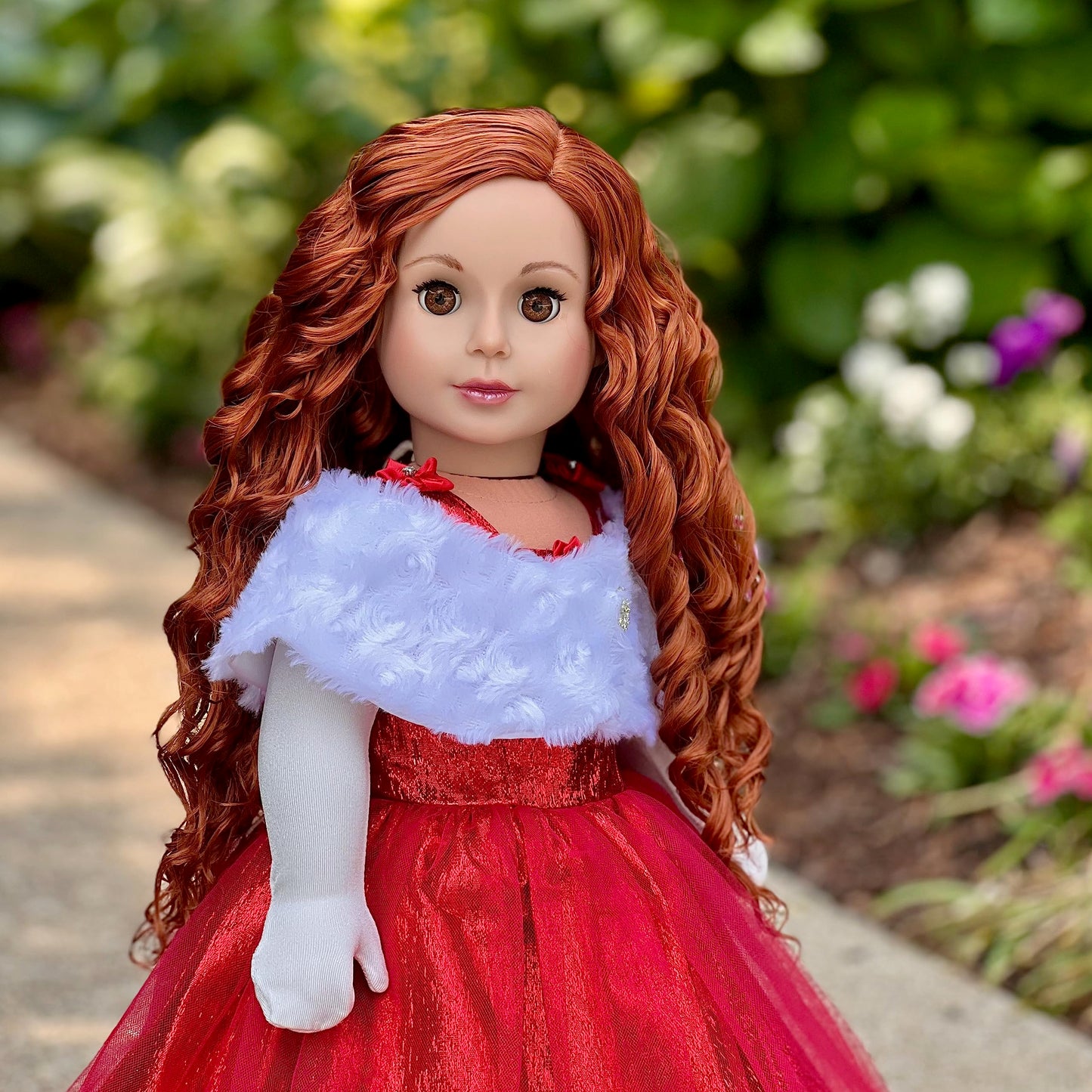Lady In Red - 3 Piece 18 Inch Doll Outfit - Red Gown, Gloves And Cape - (Doll Not Included)
