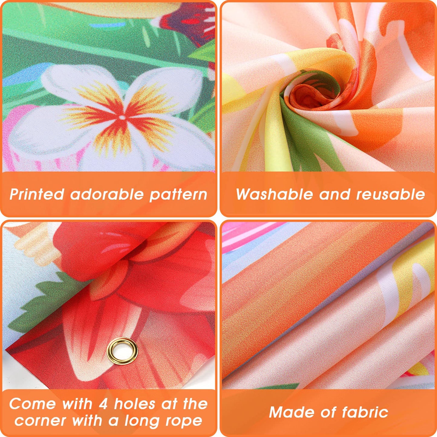 Rtteri Aloha Party Decorations Hawaiian Door Cover Sign Summer Luau Beach Supplies Party Door Banner Tropical Tiki Party Backdro