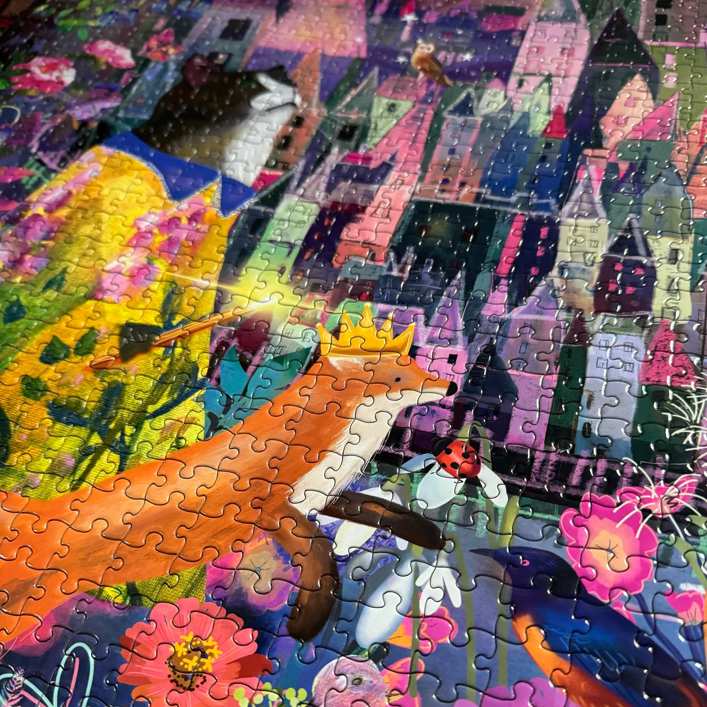 eeBoo Piece & Love: Cat & The Castle - 1000 Piece Puzzle - mature-themed Square Jigsaw  23x23  Includes Image Reference Insert  Glossy Pieces