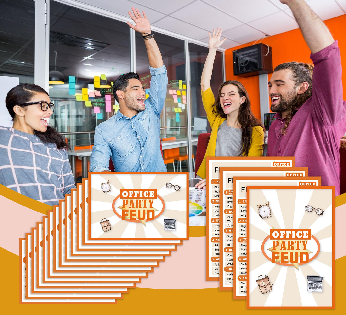 Xenseou Office Party Feud Game  Office Activity Games  Office Trivia Game Set  Games for Team Building  Office Party Game and Activity Supplies-OF03