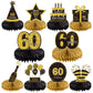 Gexolenu 10 Pcs 60Th Birthday Honeycomb Centerpieces Gold Black Cheers To 60 Years Birthday Centerpieces Tables Toppers For 60Th